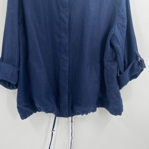Chico's Womens Drawstring Hem 3/4 Sleeve Linen Jacket Lightweigh Blue Size 16/18 - Picture 6 of 10